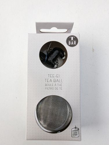 Tee Ei, Edelstahl mit schwarzer Katze weisse Füsse als Anhänger