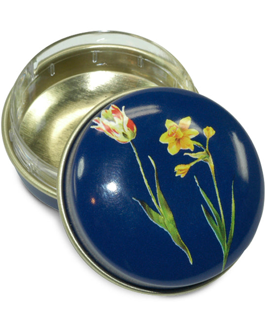 Pillendose blau Krokus mit Einsatz