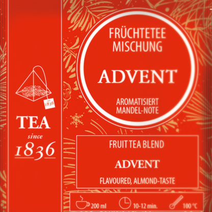 Fruechtetee Advent Mandel im Teebeutel