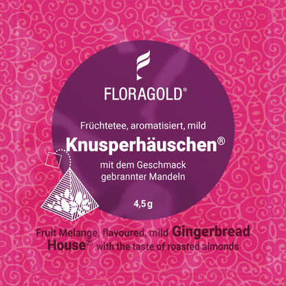 Fruechtetee Knusperhaeuschen im Teebeutel