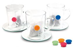Teebeutelhalter Knopf aus Silikon in 4 Farben