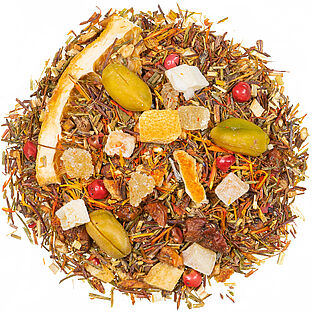 Orange Pistazie Kräuterteemischung mit grünem Honeybusch