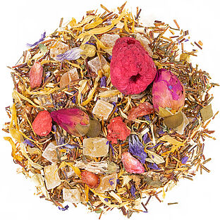 Sonnige Zeiten - grüner Rooibos Tee mit Himbeer-Erdbeer-Geschmack